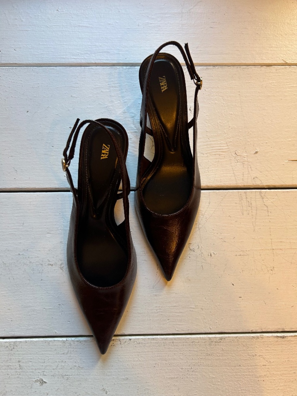 ZARA Brown Slingback Heels Size US 8